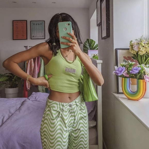 NWT Y2K High Waisted Ripple Streetwear Winter Pants S: S-M - Picture 9 of 12